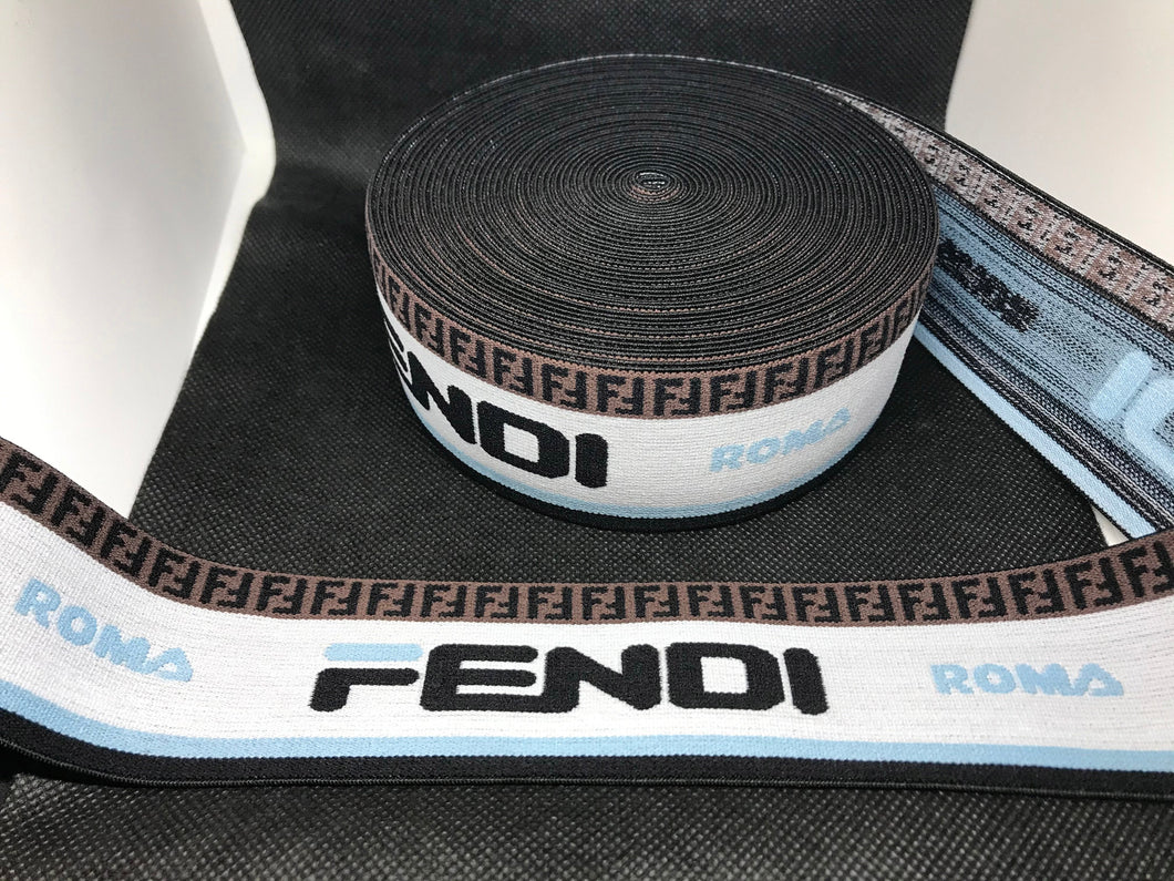 WHOLESALE - Designer Elastic Bands - 1 Yard Roll of 5cm Fendi FF Trim