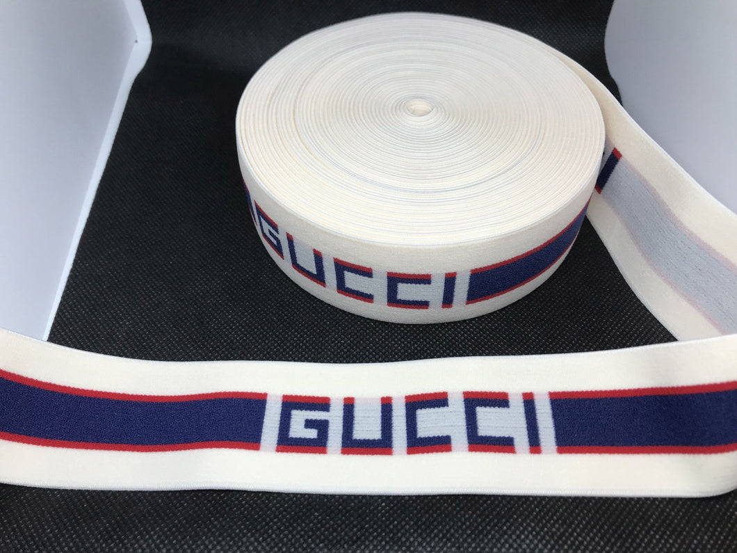 WHOLESALE - Designer Elastic Bands - 1 Yard Roll of 4cm Gucci GG      Trim