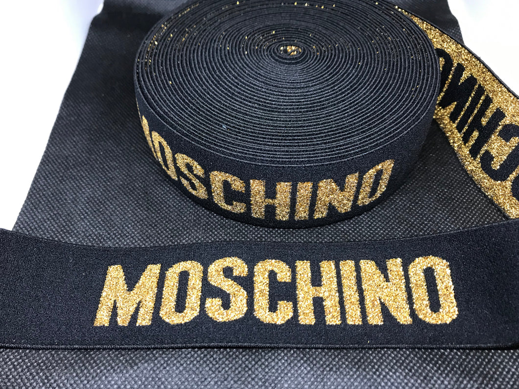 10 Yard Roll 4cm Moschino  Designer Elastic Band    Jacquard Bands Trim Metallic