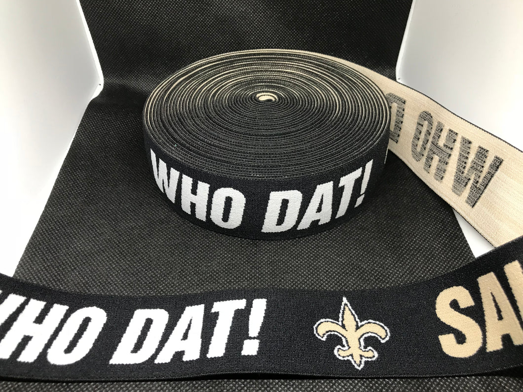 NO BULK DISCOUNTS - 10 Yard Roll 4cm New Orleans Saints Sports Custom Designer Elastic Band    Jacquard Bands Trim
