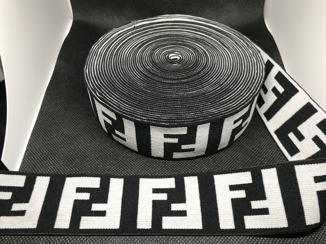 3 or 6 Yard Roll 4cm Fendi FF Designer Hat Band Elastic   Trim