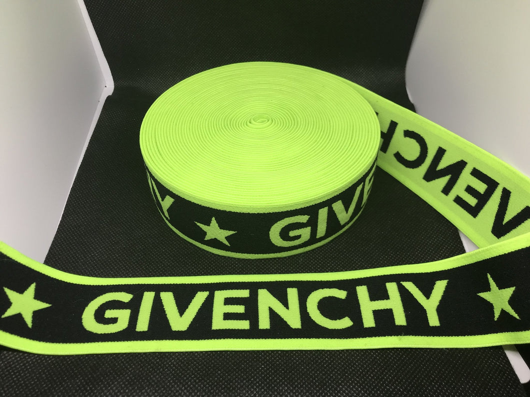 WHOLESALE - Designer Elastic Bands - 1 Yard Roll of 4cm Givenchy      Trim