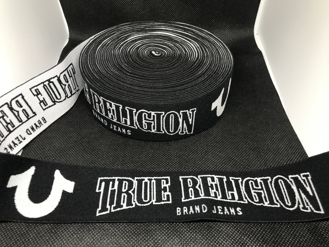 WHOLESALE - Custom Designer Elastic Bands - 1 Yard Roll of True Religion 4cm      Trim