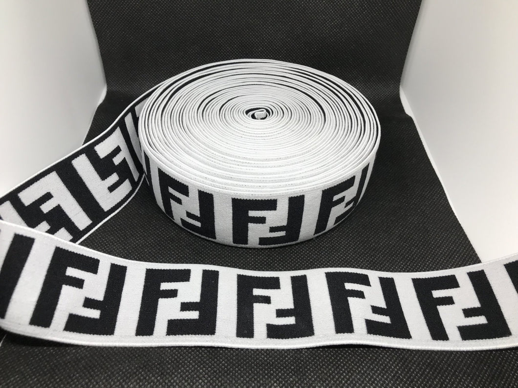 3 or 6 Yard Roll 4cm Fendi FF Designer Hat Band Elastic   Trim