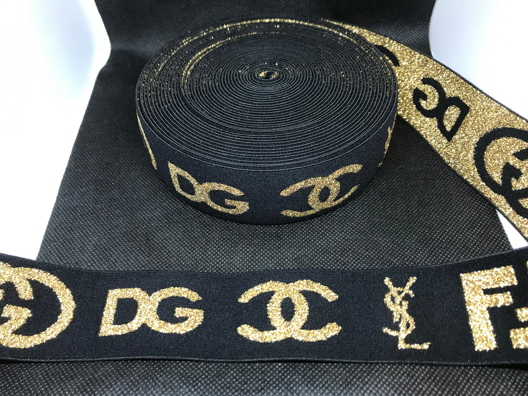 10 Yard Roll 4cm Designer Gang  Designer Elastic Band   Jacquard Bands Trim Metallic