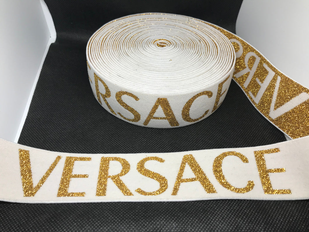 10 Yard Roll 4cm Versace  Designer Elastic Band    Jacquard Bands Trim Metallic