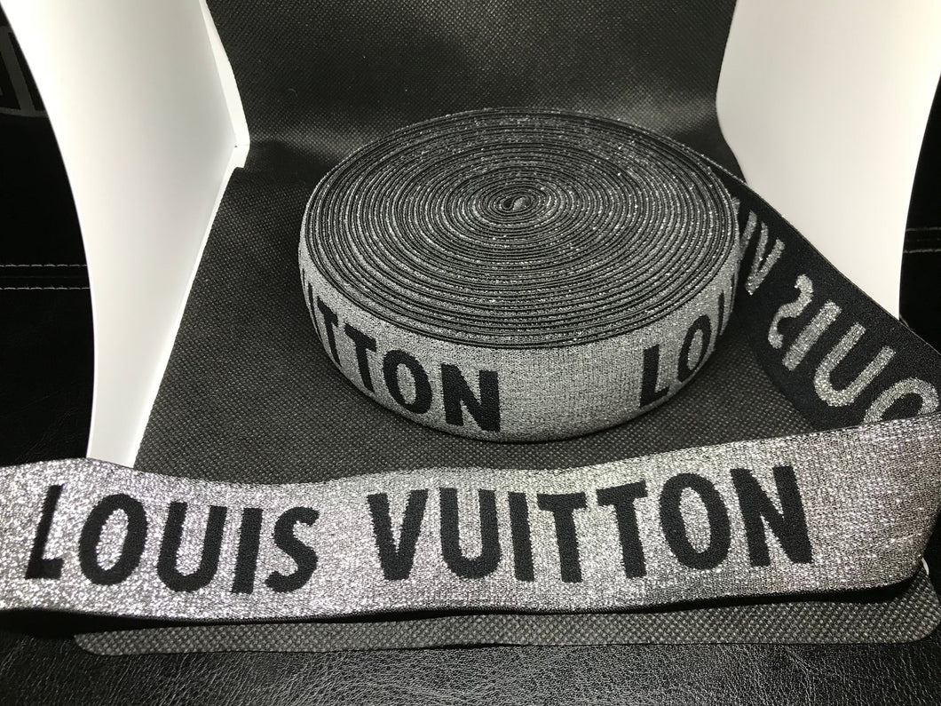 WHOLESALE - Designer Elastic Bands - 1 Yard Roll of 4cm Louis Vuitton LV Metallic      Trim
