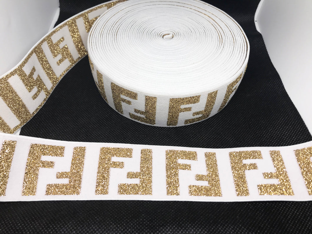 10 Yard Roll 4cm F-1  Custom Designer Elastic Band    Jacquard Bands Trim Metallic