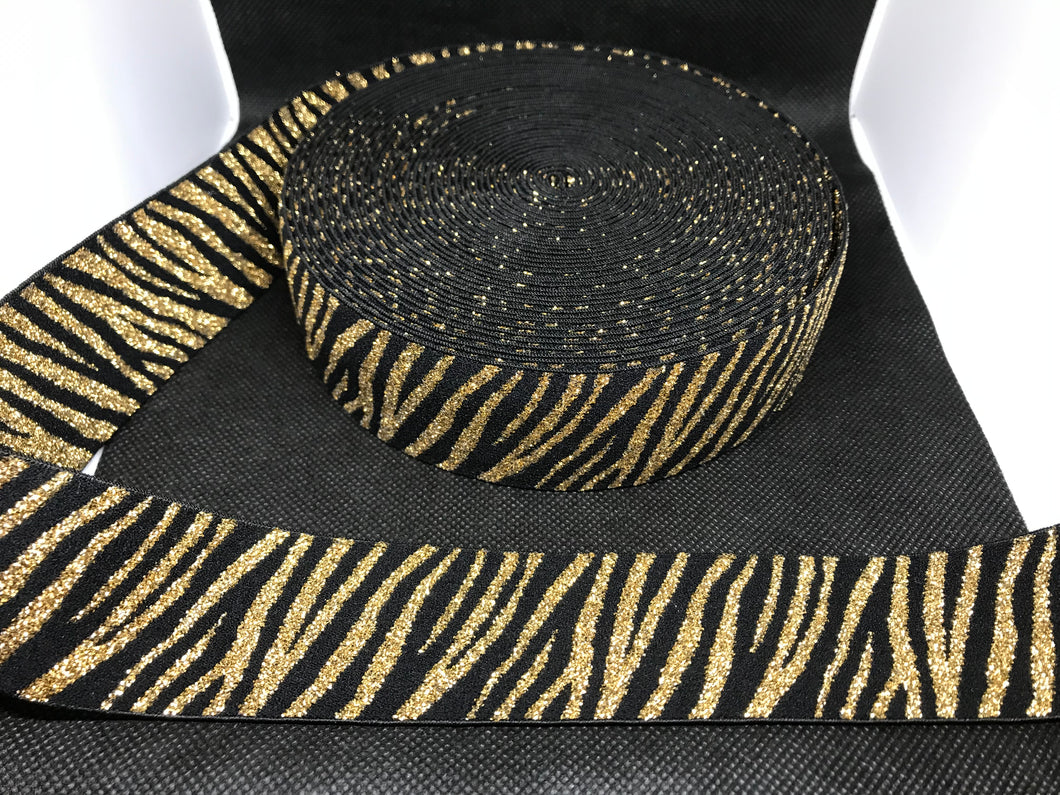10 Yard Roll 4cm Plain  Zebra Designer Elastic Band    Jacquard Bands Trim Metallic