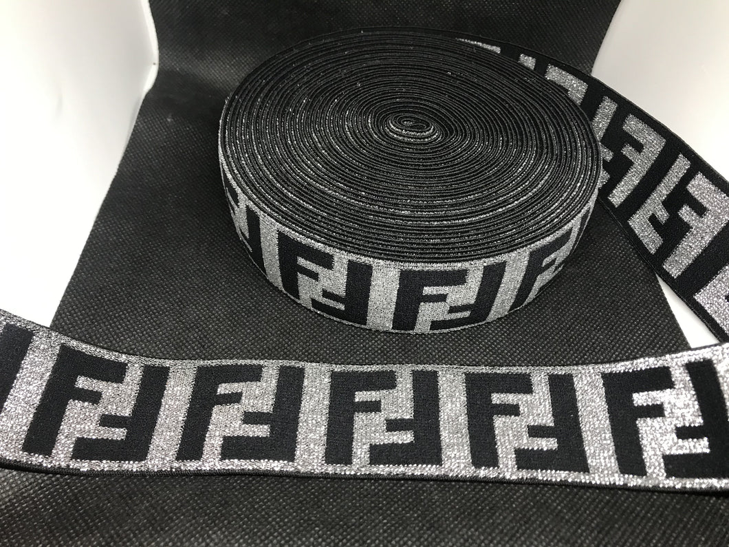 OVERSTOCK 10 Yards 4cm F-1 Metallic Elastic Waistband material Custom Designer Bands Jacquard Bandz