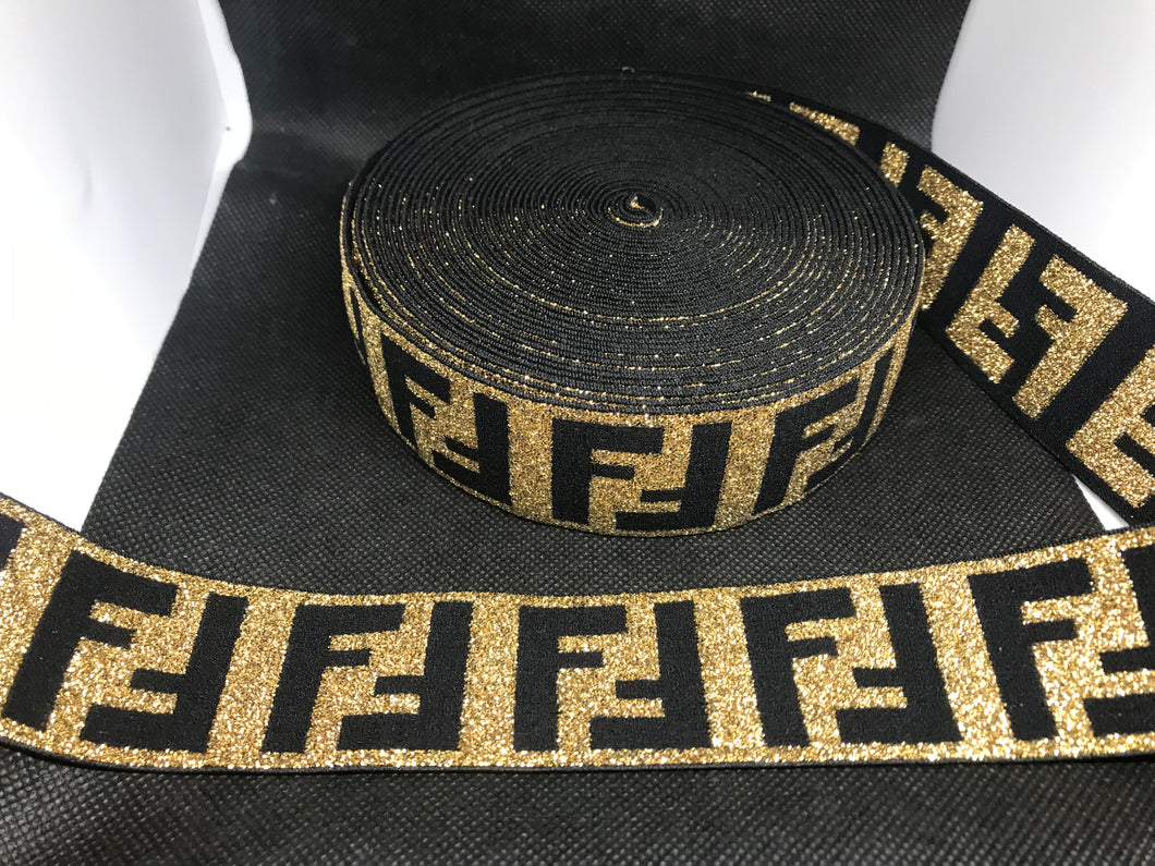 10 Yard Roll 4cm F-1  Custom Designer Elastic Band   Jacquard Bands Trim Metallic