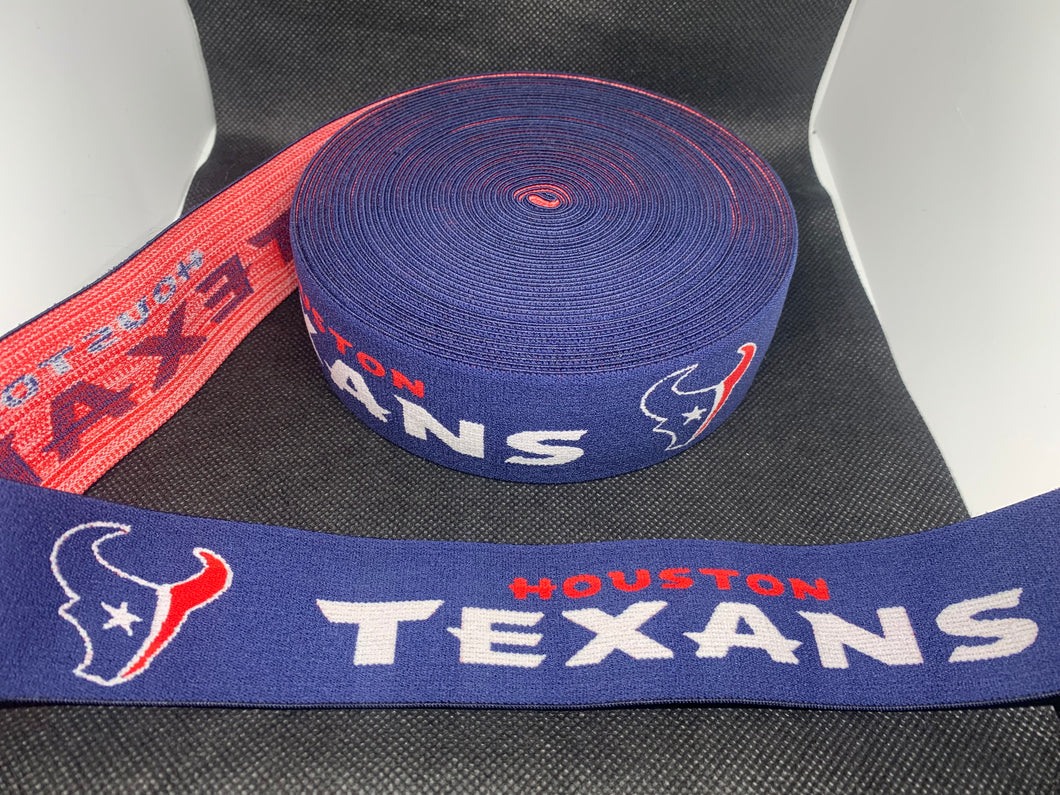 NO BULK DISCOUNTS - 10 Yard Roll 4cm Houston Texans Sports Designer Elastic Band    Jacquard Bands Trim
