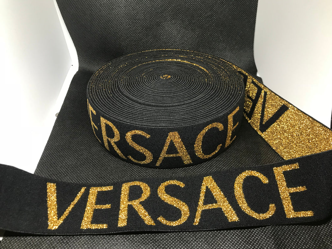 10 Yard Roll 4cm Versace  Designer Elastic Band    Jacquard Bands Trim Metallic