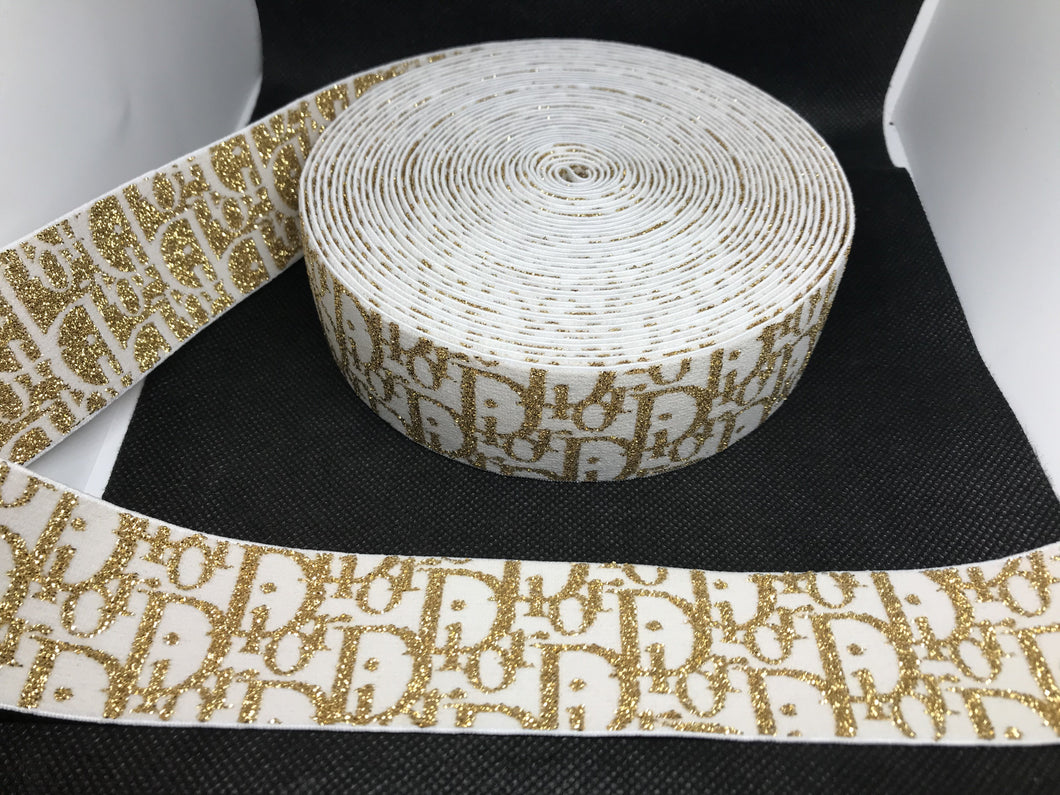 OVERSTOCK 10 Yards 4cm Dior Metallic Elastic Waistband material  Designer Bands Jacquard Bandz