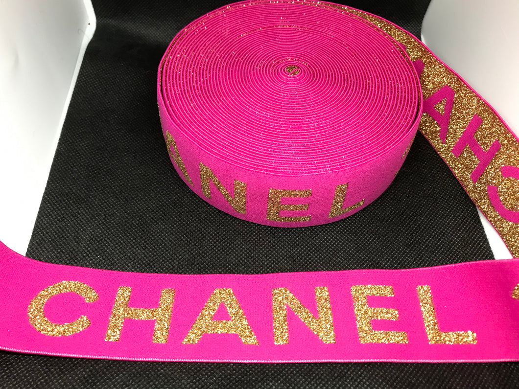 10 Yard Roll 4cm Chanel CC  Designer Elastic Band    Jacquard Bands Trim Metallic