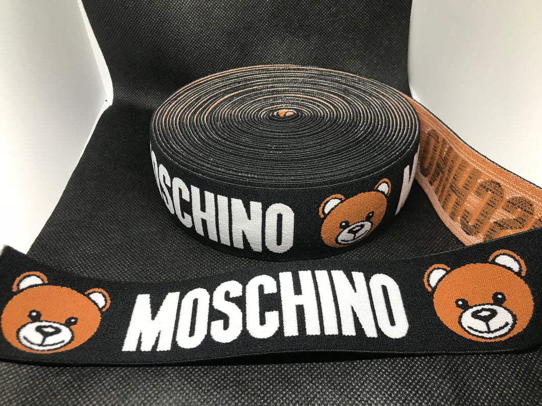 NO BULK DISCOUNTS - 10 Yard Roll 4cm Moschino Bear Designer Elastic Band    Jacquard Bands Trim