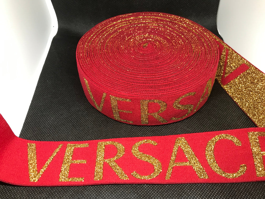 10 Yard Roll 4cm Versace  Designer Elastic Band    Jacquard Bands Trim Metallic