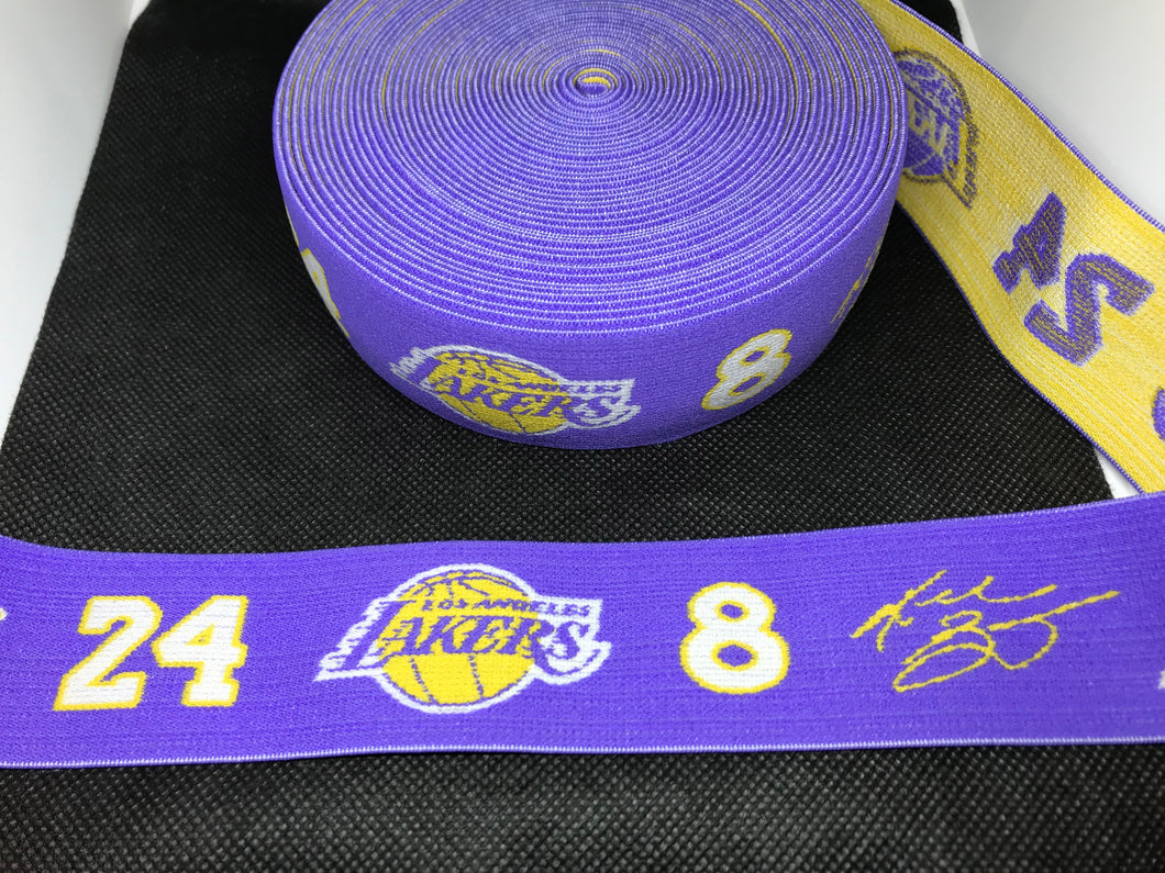 3 or 6 Yard Roll 4cm KOBE Los angeles Lakers Sports Designer Hat Band Elastic   Trim