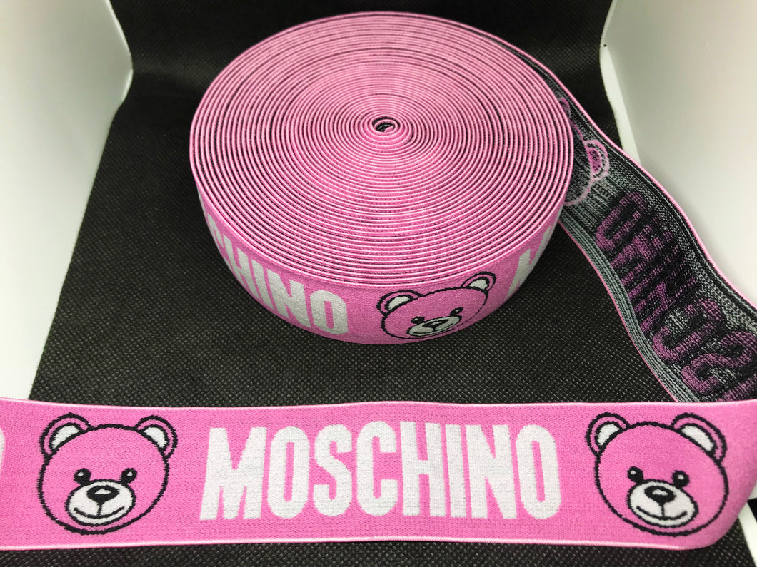NO BULK DISCOUNTS - 10 Yard Roll 4cm Moschino Bear Designer Elastic Band    Jacquard Bands Trim