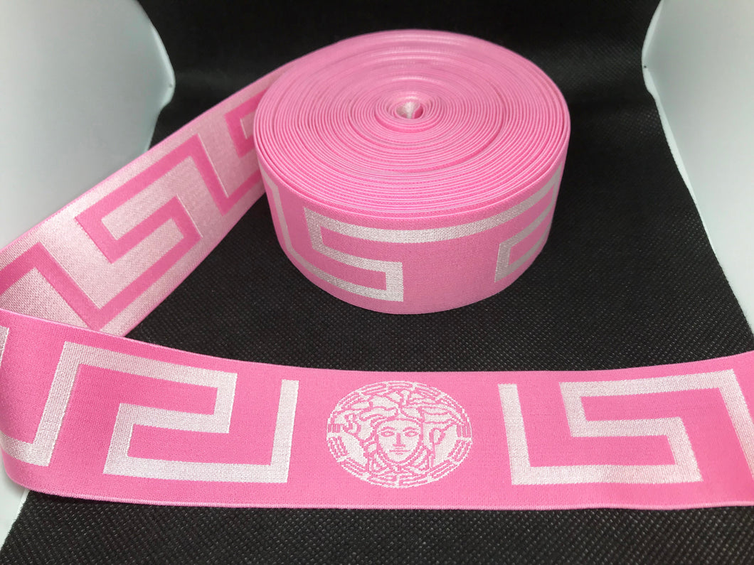 WHOLESALE - Designer Elastic Bands - 1 Yard Roll of 4.5cm Versace Medusa Nylon      Trim