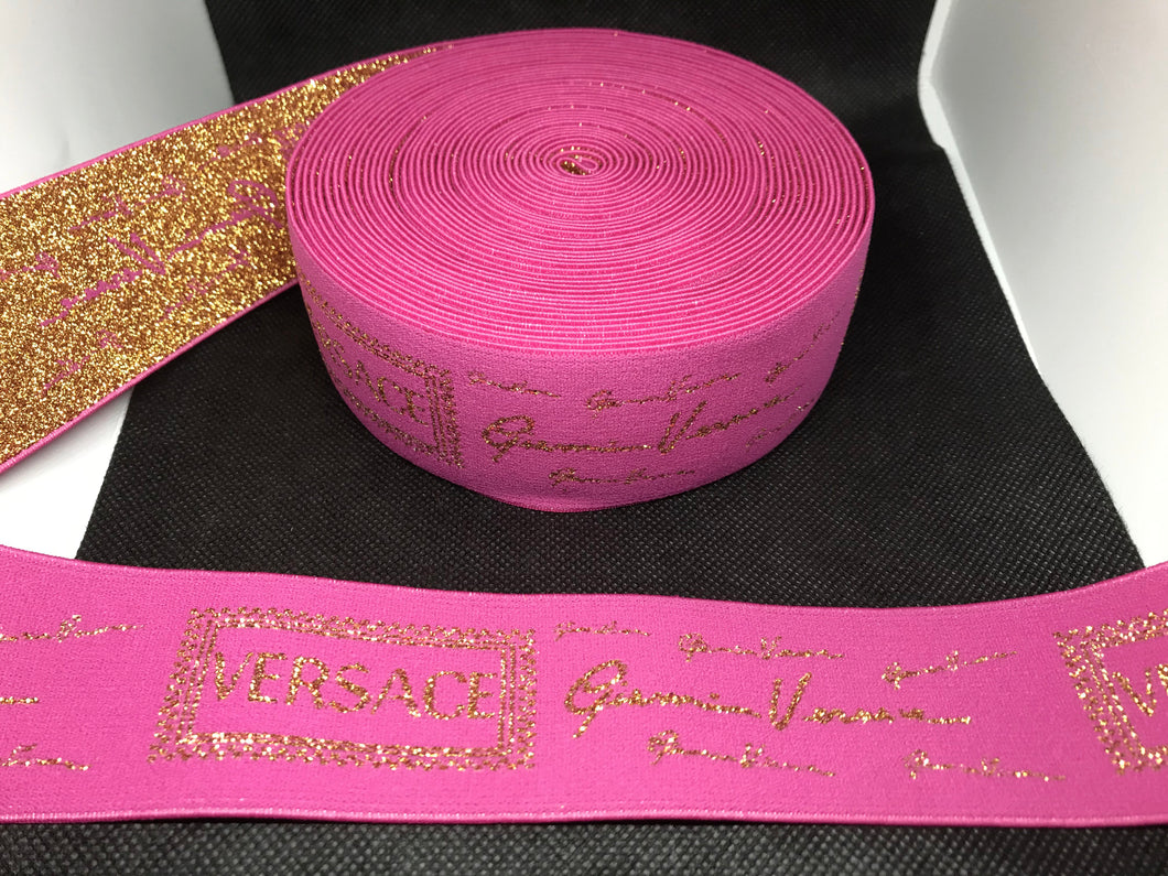10 Yard Roll 4.5cm Versace  Designer Elastic Band    Jacquard Bands Trim Metallic