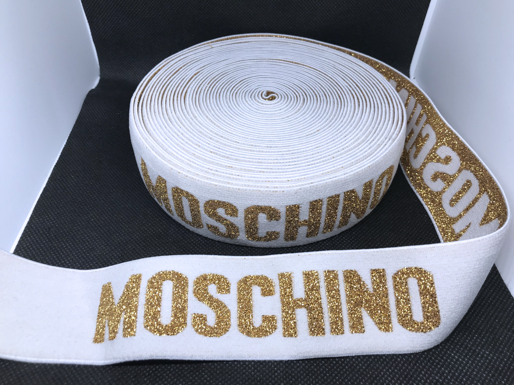 10 Yard Roll 4cm Moschino  Designer Elastic Band   Jacquard Bands Trim Metallic