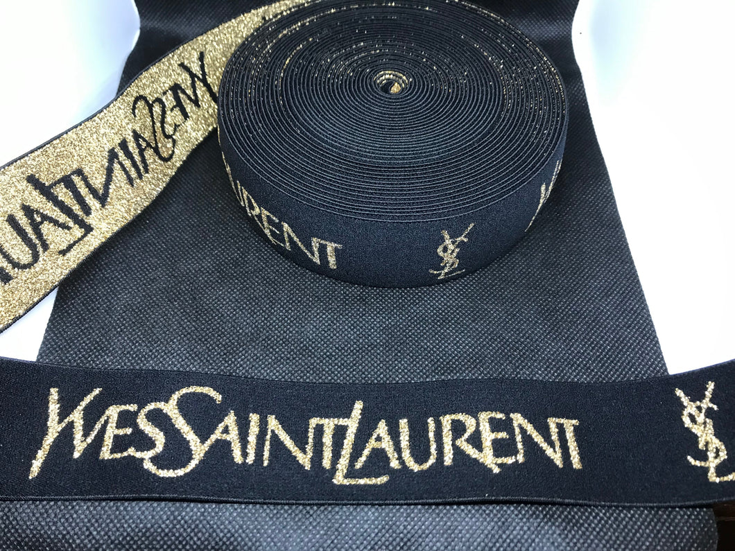WHOLESALE - Designer Elastic Bands - 1 Yard Roll of 4cm YSL Metallic      Trim